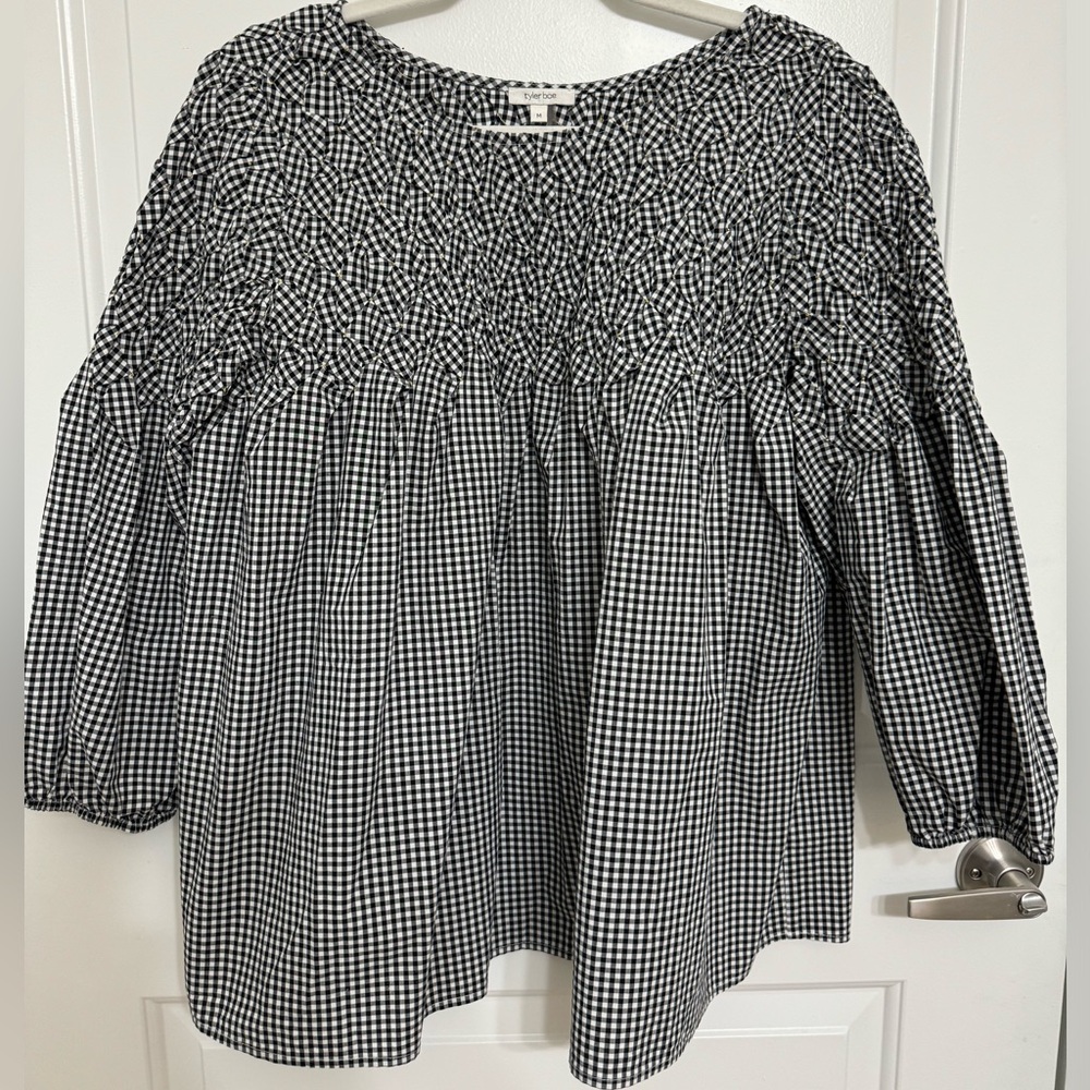 Tyler Boe black white gingham blouse